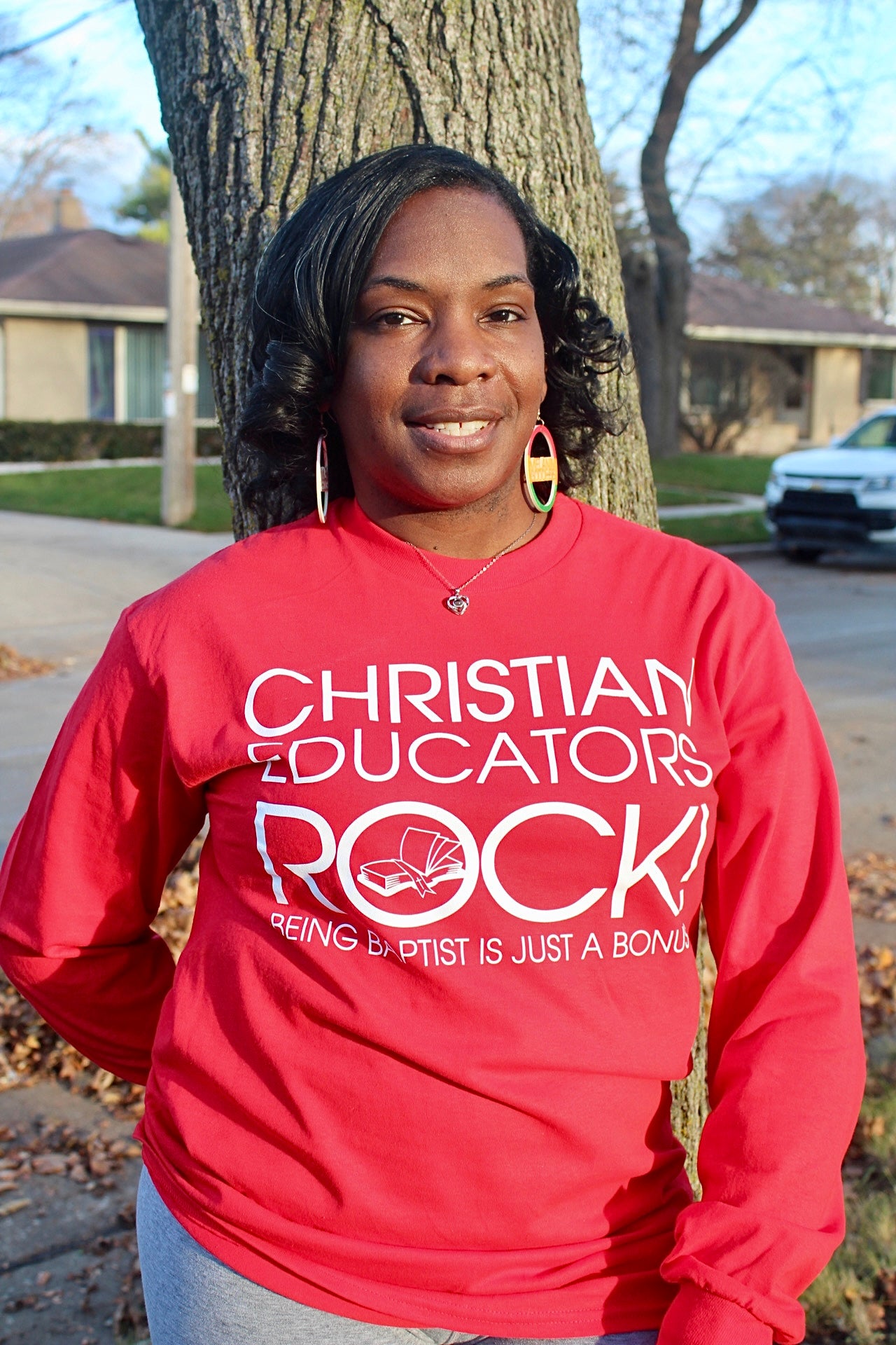 Christian Educators ROCK! Long sleeve Tshirt_Red