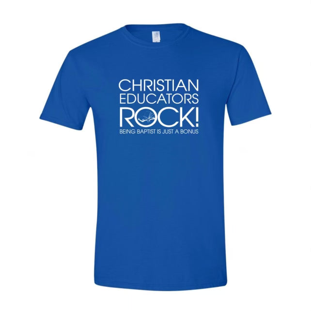 Christian Educators ROCK! Tshirts_Royal no