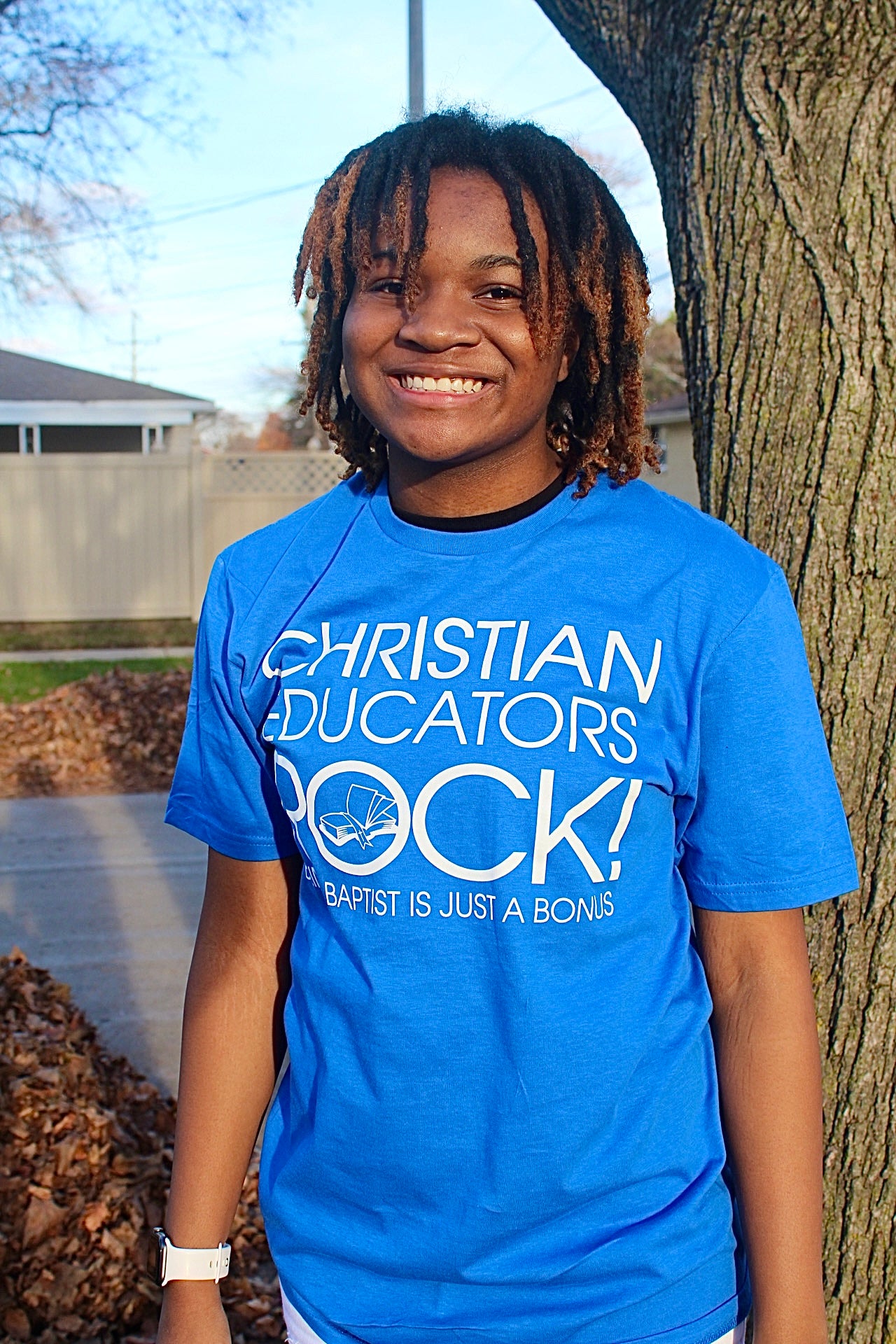 Christian Educators ROCK! Tshirts_Royal no
