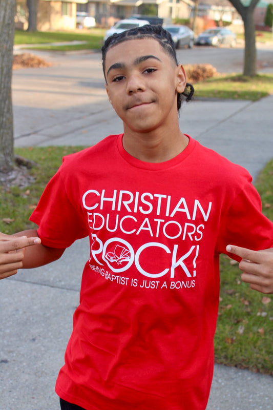 Christian Educators ROCK! Tshirts_Red