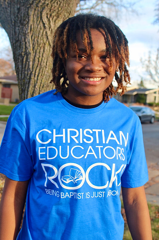 Christian Educators ROCK! Tshirts_Royal no