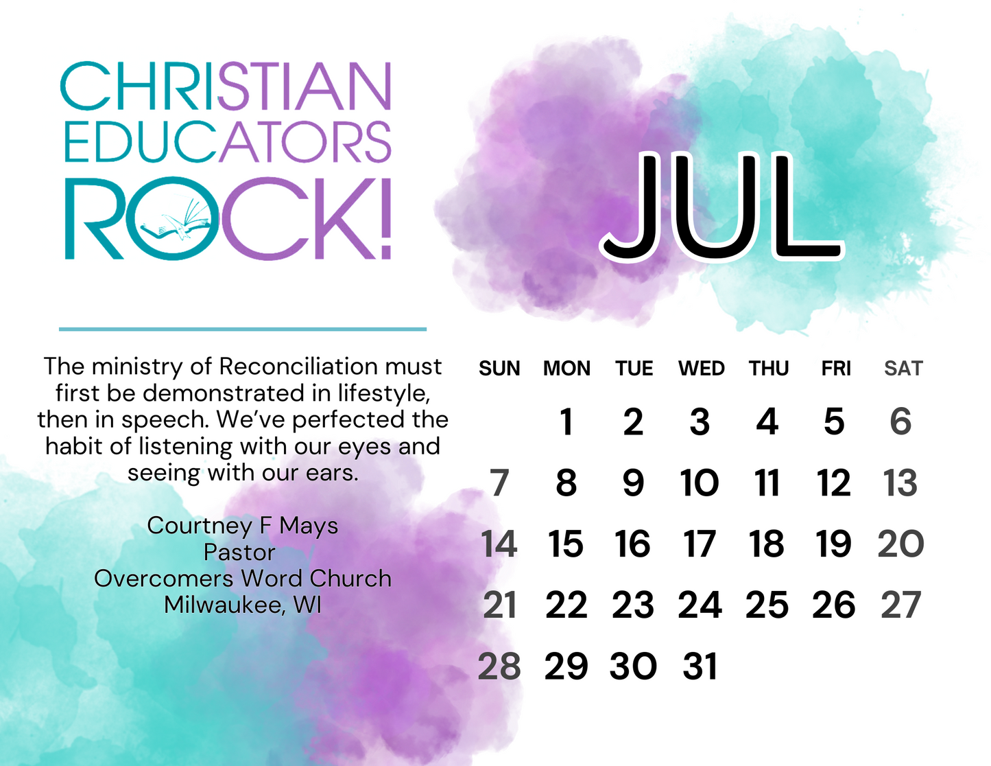 Christian Educators ROCK 2024-25 Calendar