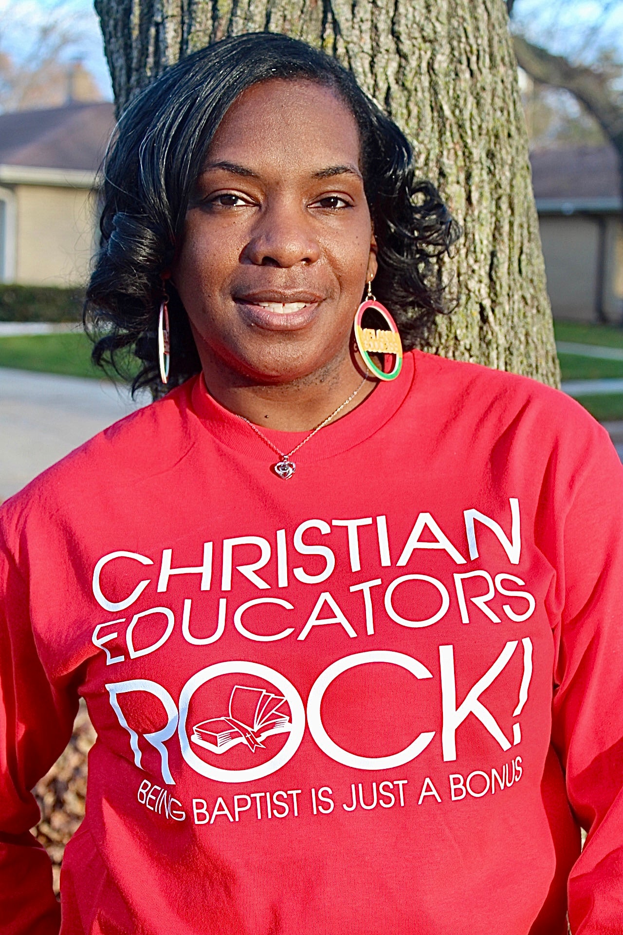 Christian Educators ROCK! Long sleeve Tshirt_Red