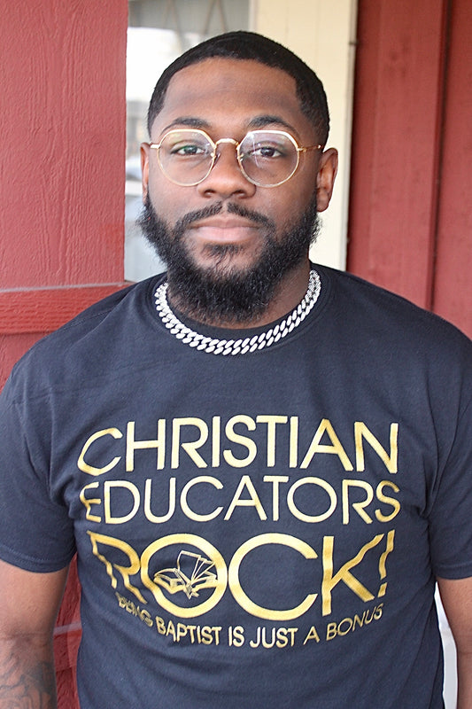 Christian Educators ROCK! Tshirts_Black&Gold