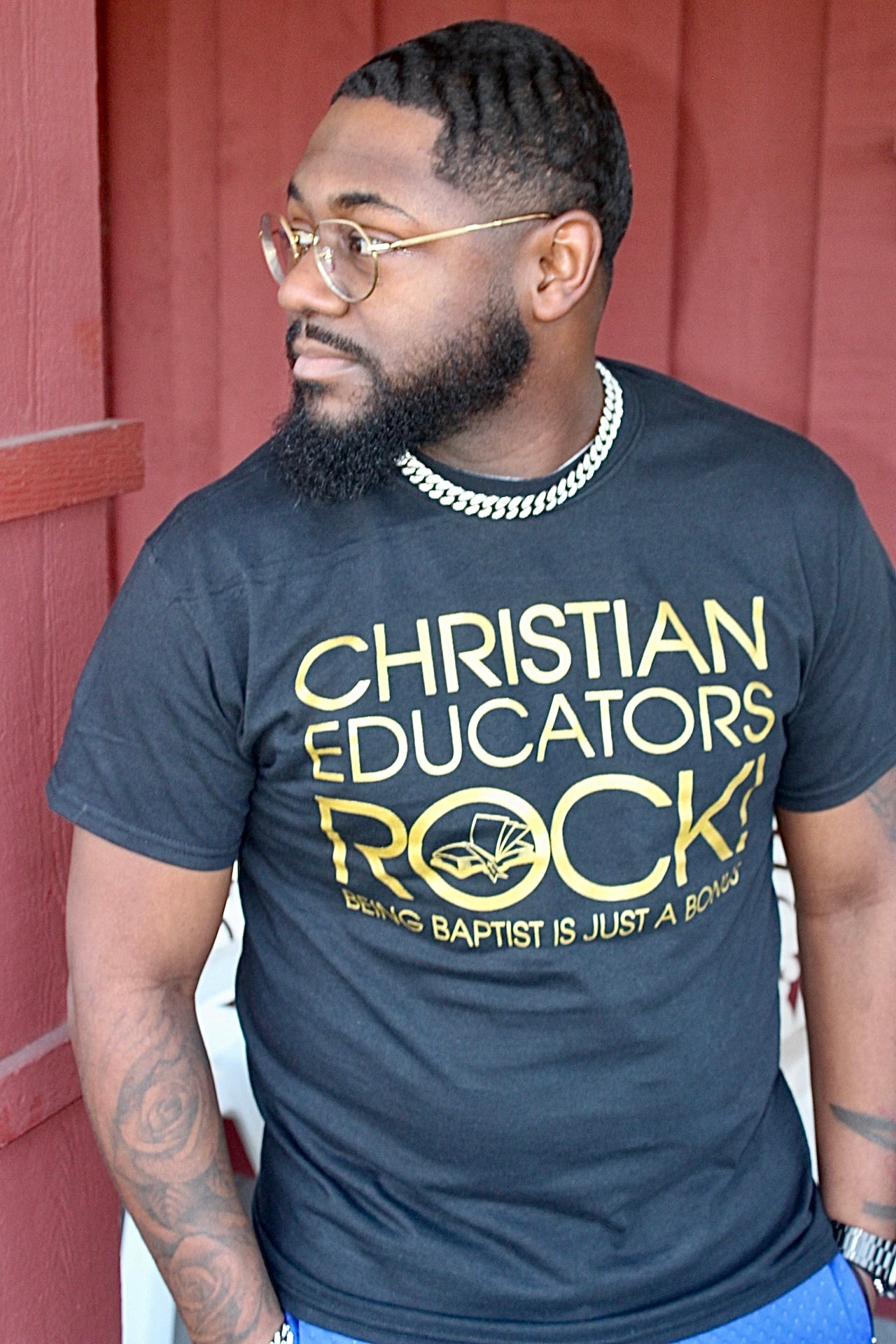 Christian Educators ROCK! Tshirts_Black&Gold